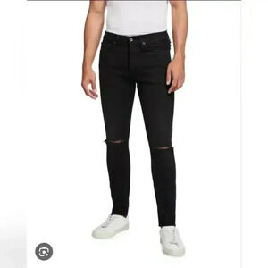 Rag & Bone Men's Standard Issue Fit 1 Slim-Skinny Knee-Rip Jeans Size 34